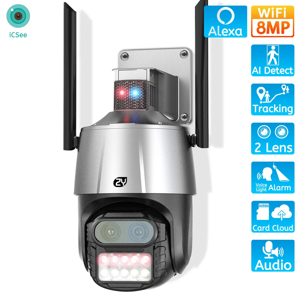 8MP 4K PTZ IP Camera Dual Lens 8X Zoom Audio Outdoor WiFi Camera Humanoid Tracking Police Light Alarm CCTV Video Surveillance
8MP 4K PTZ IP Camera Dual Lens 8X Zoom Audio Outdoor WiFi Camera Humanoid Tracking Police Light Alarm CCTV Video Surveillance