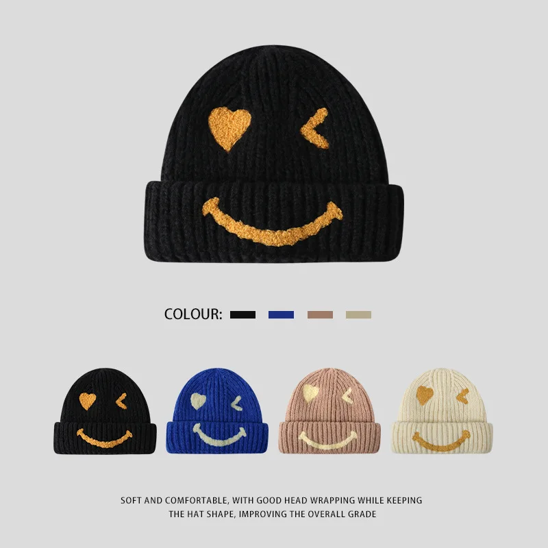 Winter Smiley Face Woolen Hat for Women Sweet and Cute Korean Versatile Knit Hat Fashion Warm Hat Beanie Bonnets for Women
Winter Smiley Face Woolen Hat for Women Sweet and Cute Korean Versatile Knit Hat Fashion Warm Hat Beanie Bonnets for Women