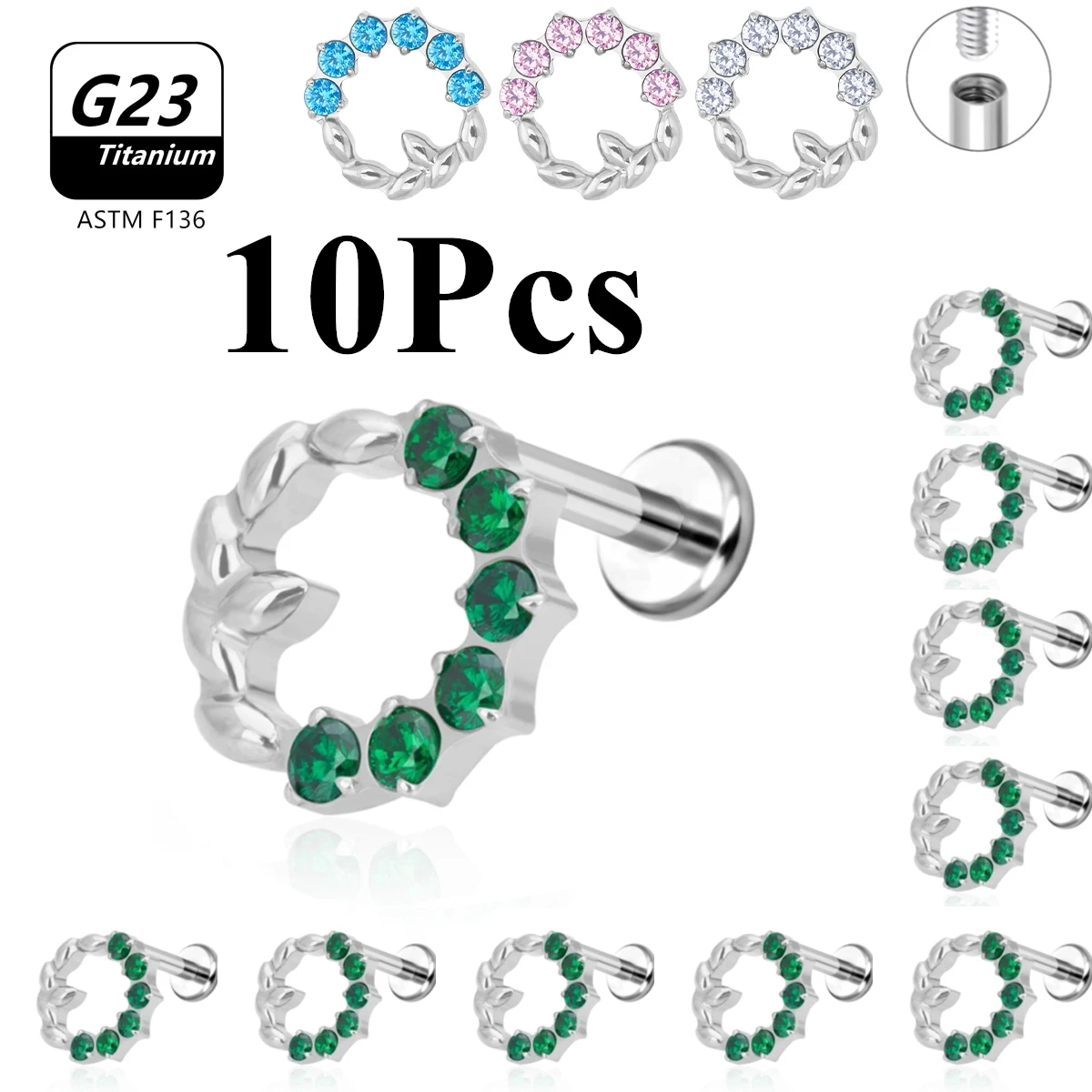 10PCS ASTM F136 Titanium 16G Body Piercing Jewelry CZ Lip Labret Ring Bar Ear Cartilage Helix Rook Tragus Studs Wholesale
10PCS ASTM F136 Titanium 16G Body Piercing Jewelry CZ Lip Labret Ring Bar Ear Cartilage Helix Rook Tragus Studs Wholesale