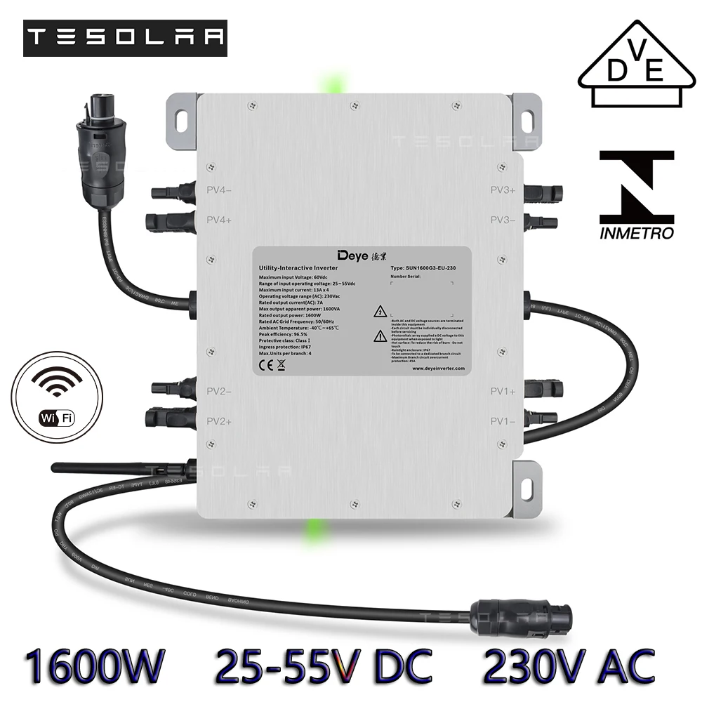 Deye 1600W/2000W Solar Inverter 25-55Vdc 230Vac Approved INMETRO VDE IEC EN Built-in WiFi For Solar Panel PV Power System
Deye 1600W/2000W Solar Inverter 25-55Vdc 230Vac Approved INMETRO VDE IEC EN Built-in WiFi For Solar Panel PV Power System