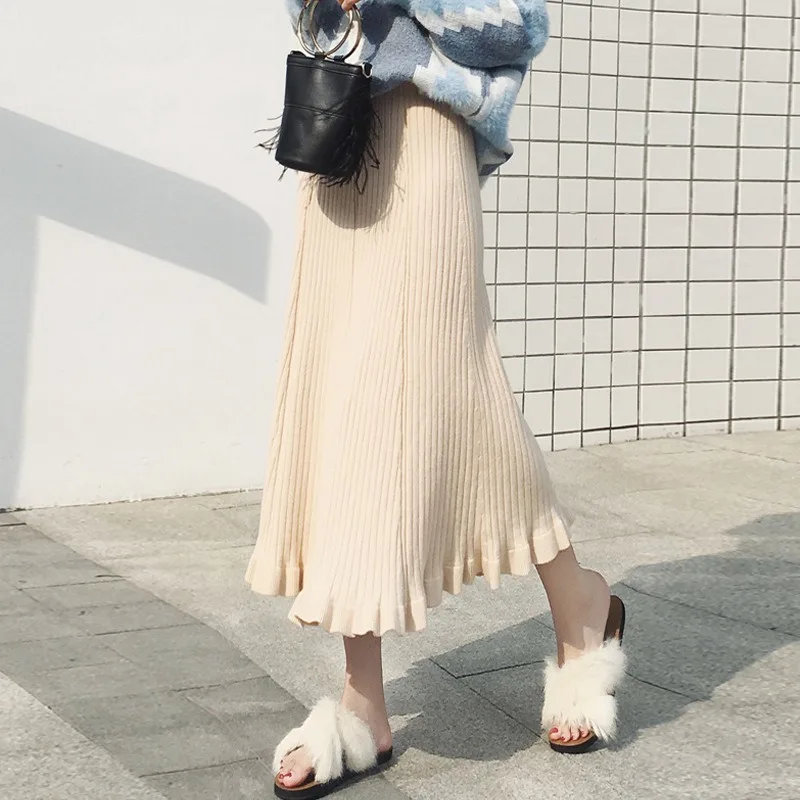Fashion Skirt for Women Streetwear Clothing Ear-edged Knitted High Waist Slim A-line Mid-length Solid Women's Large Swing Skirts
Fashion Skirt for Women Streetwear Clothing Ear-edged Knitted High Waist Slim A-line Mid-length Solid Women's Large Swing Skirts