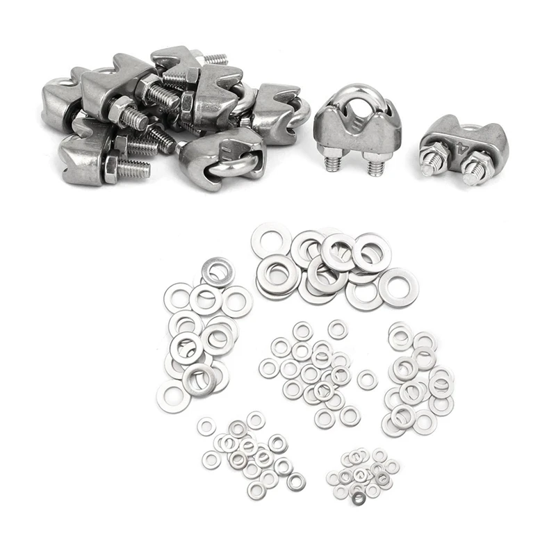 115Pcs Tool: 10Pcs M4 5/32Inch 304 Stainless Steel U-Shape Bolt Saddle Clamps & 105Pcs 304 Stainless Steel Flat Washers
115Pcs Tool: 10Pcs M4 5/32Inch 304 Stainless Steel U-Shape Bolt Saddle Clamps & 105Pcs 304 Stainless Steel Flat Washers