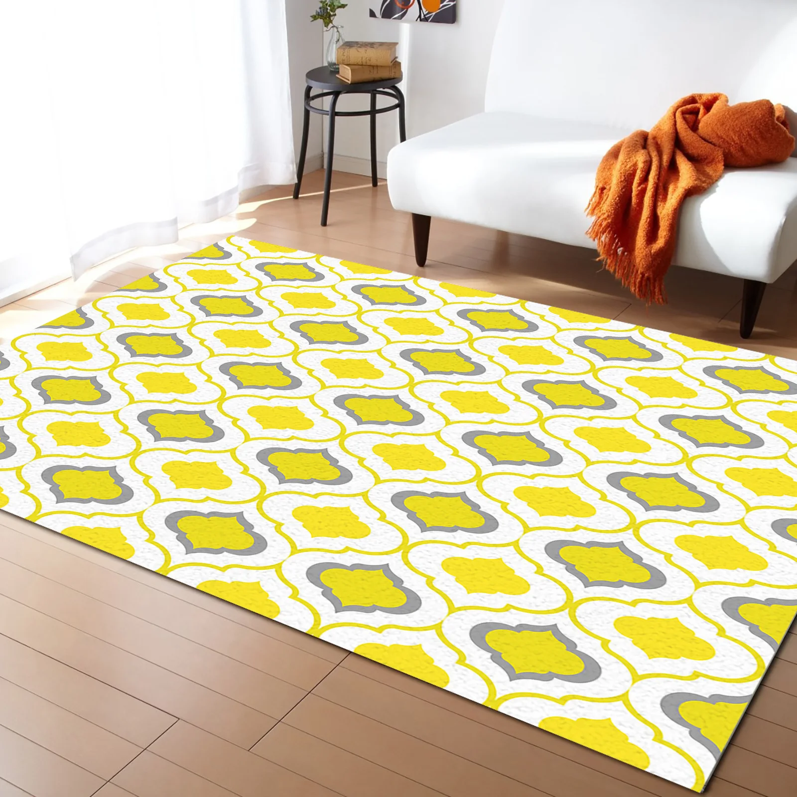 Желтый серый коврик с марокканским узором декоративные коврики и для спальни