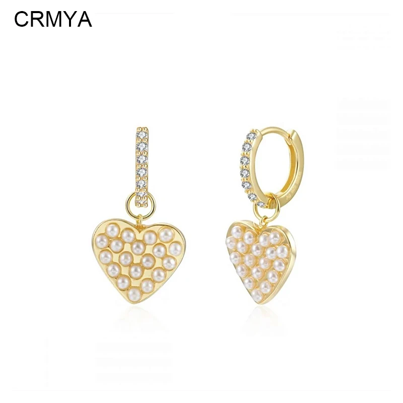 

CRMYA Gold Plated Drop Earrings for Women Piercing Imitation Pearl Heart Dangle Earrings 2023 Jewelry Accessories Wholesale