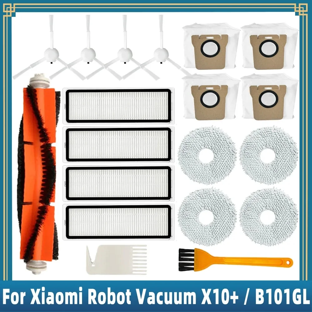

For Xiaomi Robot Vacuum X10+ X10 Plus B101GL Spare Parts Accessories Main Side Brush Hepa Filter Dust Bag Rag Mop Stand Dust Box