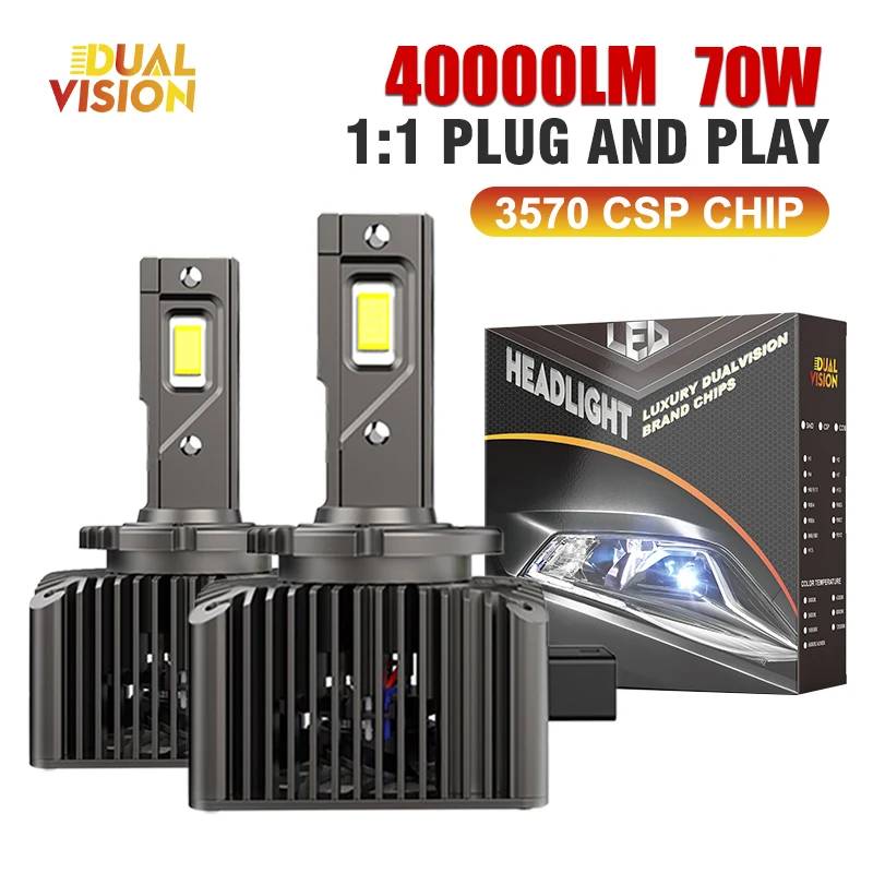 

Dualvision 70W 40000LM D1S LED Headlights HID D2S D3S D4S D8S Canbus D1R D2R D3R D4R D8R Bulb Turbo Lamp CSP 6000K Plug & Play