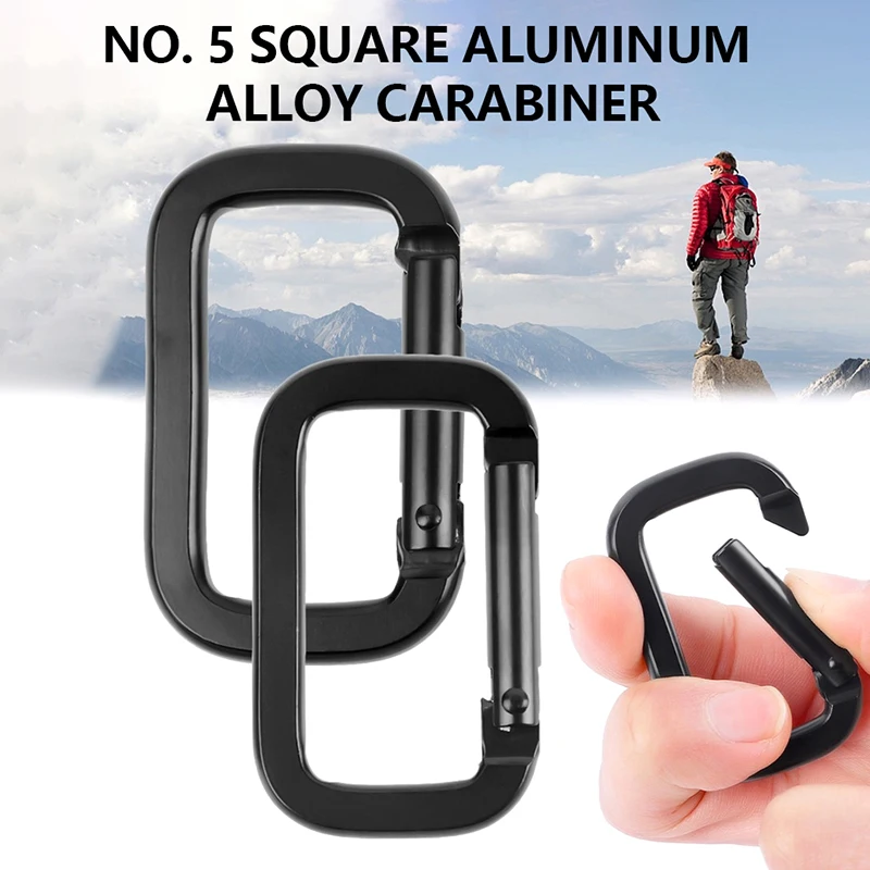 

Square Aluminum #5 Mountaineering Carabiner Crimped Electrophoresis Wear Resistant Matte Black Keychain