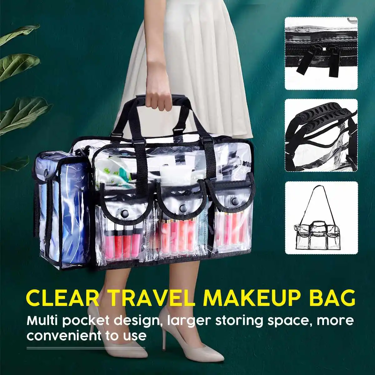 Cosmetic Bags PVC Transparent Travel Tote Clear Organizer Waterproof Professinal Make Up Organizer Bag Large Capacity
Cosmetic Bags PVC Transparent Travel Tote Clear Organizer Waterproof Professinal Make Up Organizer Bag Large Capacity