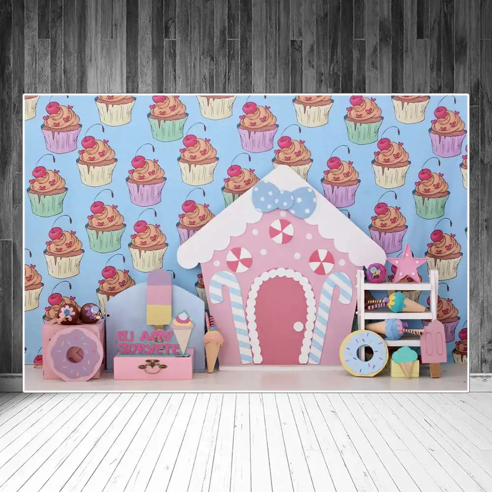 Candy Bar Birthday Decoration Photography Backdrops Doughnut Cakes Cabin Stars Ice Cream Custom Children Party Photo Backgrounds
Candy Bar Birthday Decoration Photography Backdrops Doughnut Cakes Cabin Stars Ice Cream Custom Children Party Photo Backgrounds