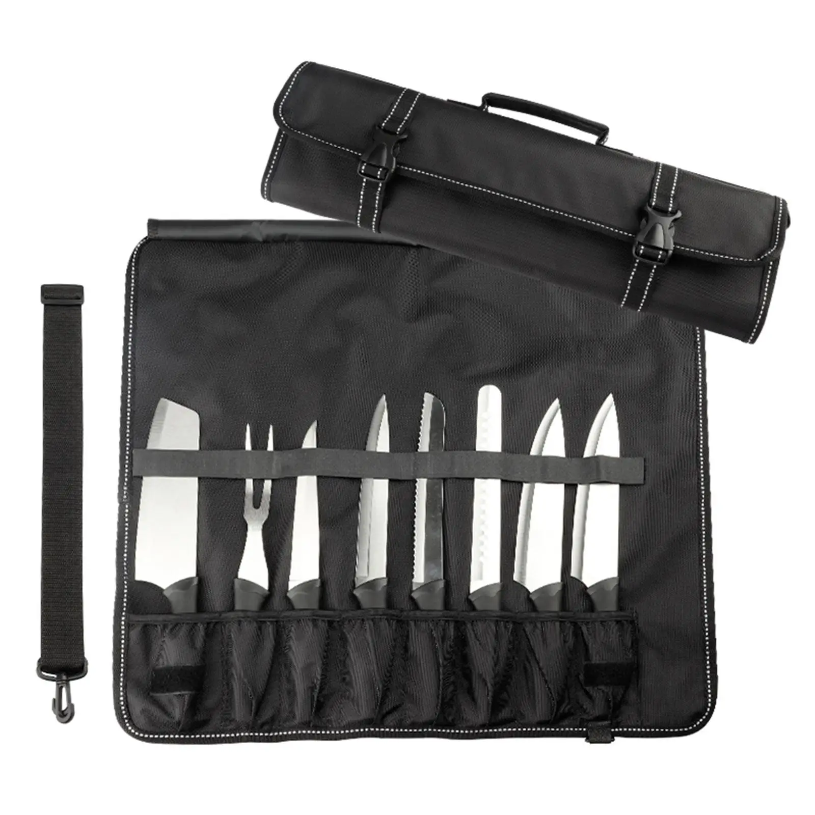 Chef Knives Roll Bag Adjustable Shoulder Strap Professional Foldable Portable Handle Organizer for Kitchen Barbeque Traveling
Chef Knives Roll Bag Adjustable Shoulder Strap Professional Foldable Portable Handle Organizer for Kitchen Barbeque Traveling