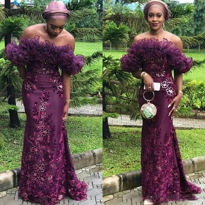 Purple Prom Dresses Off Shoulder Mermaid Applique Lace Chic Neckline Tulle Prom Gowns Beaded Formal Dress Elegant
Purple Prom Dresses Off Shoulder Mermaid Applique Lace Chic Neckline Tulle Prom Gowns Beaded Formal Dress Elegant