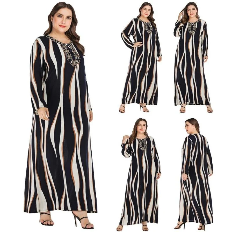 Ethnic Clothing Muslim Stripe Floral Print Women Dress Long Maxi Loose Vintage Kaftan Dubai Jilbab Casual Sleeve Plus Size
Ethnic Clothing Muslim Stripe Floral Print Women Dress Long Maxi Loose Vintage Kaftan Dubai Jilbab Casual Sleeve Plus Size