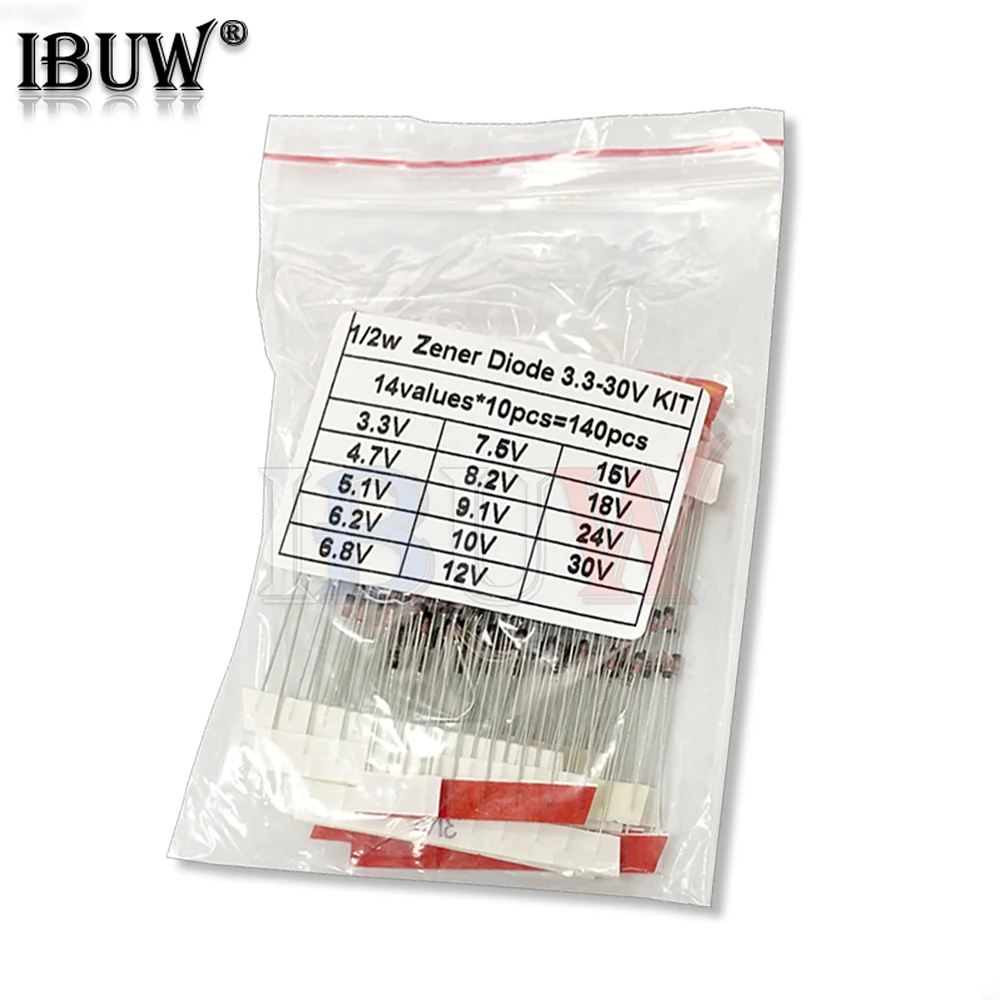 1/2w 0.5W Zener Diode 3.3-30V Assorted Assortment Set New electronic diy kit 14values*10pcs=140pcs
1/2w 0.5W Zener Diode 3.3-30V Assorted Assortment Set New electronic diy kit 14values*10pcs=140pcs