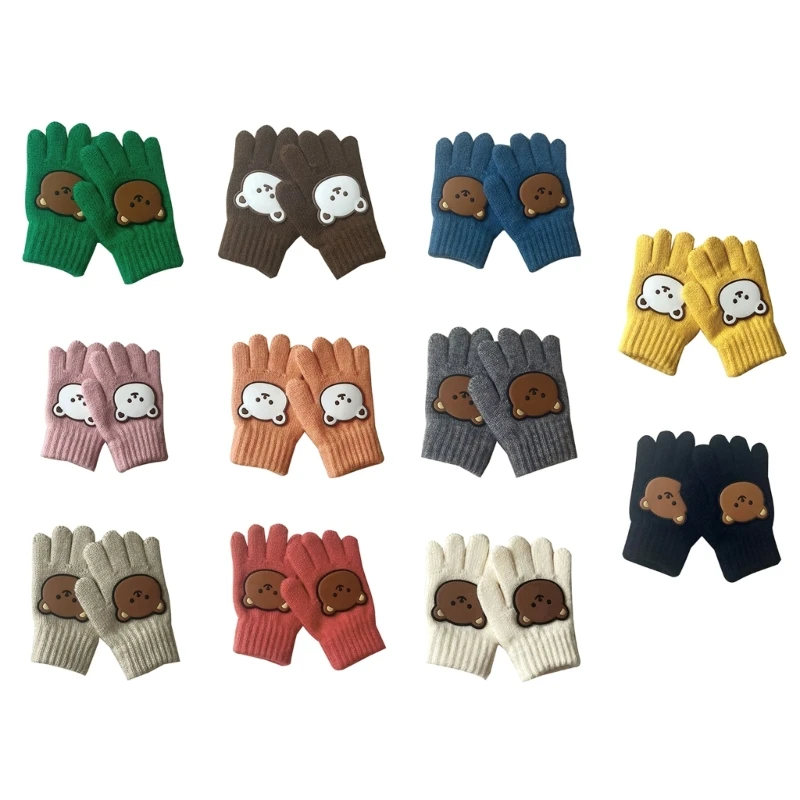 

1 Pair Winter Gloves Children Knitting Mittens Full Finger Design Unisex Pattern H37A