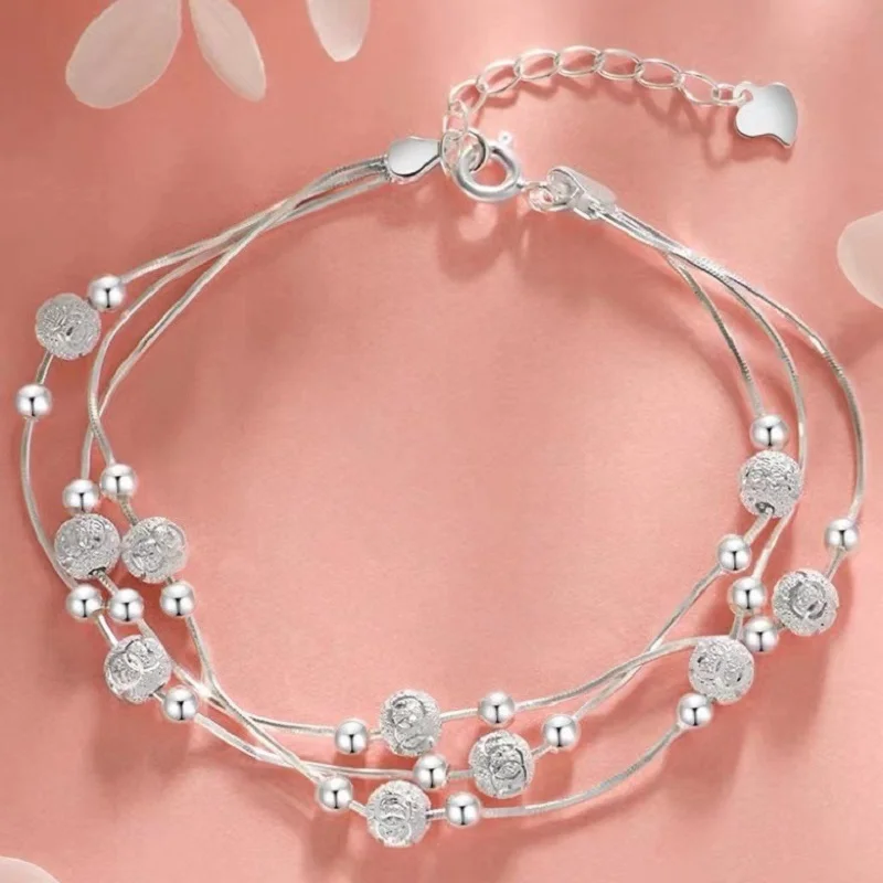 New Fashion Beadeds Bracelet for Women S925 Silver Plated Beads Carved Multi-loop Chain for Girls Gifts With Gift Box Packaging
New Fashion Beadeds Bracelet for Women S925 Silver Plated Beads Carved Multi-loop Chain for Girls Gifts With Gift Box Packaging