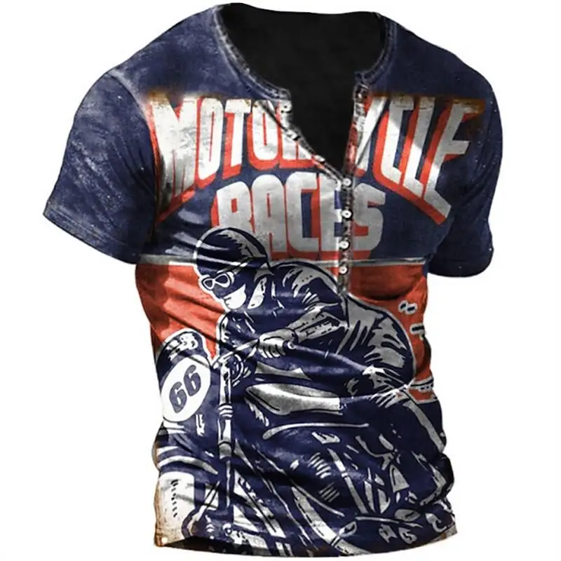 Men's Seven Button T-shirt Retro Imitation Cotton Motorcycle Print T-shirt for Men Punk Streetwear Short Sleeve New Tee Clothes
Men's Seven Button T-shirt Retro Imitation Cotton Motorcycle Print T-shirt for Men Punk Streetwear Short Sleeve New Tee Clothes
