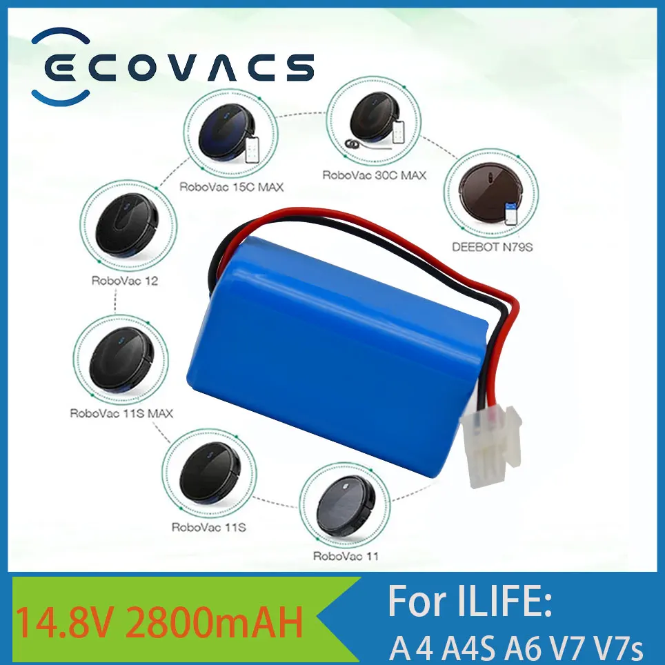 

Литиевая батарея ECOVACS 14,8 в 2800 мАч 14,4 В для робота-пылесоса ILIFE A4 A4s V7 A6 V7s Plus