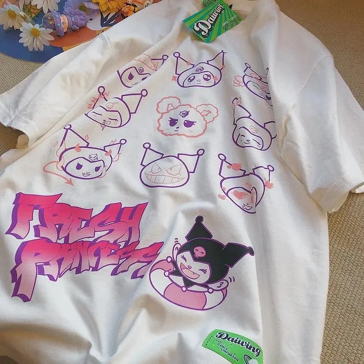 Sanrio Kuromi T Shirts Girl Cartoon Casual Loose Y2K Tops Women Short Sleeve Couple Oversize Hello Kitty Anime Streetwear Tees
Sanrio Kuromi T Shirts Girl Cartoon Casual Loose Y2K Tops Women Short Sleeve Couple Oversize Hello Kitty Anime Streetwear Tees