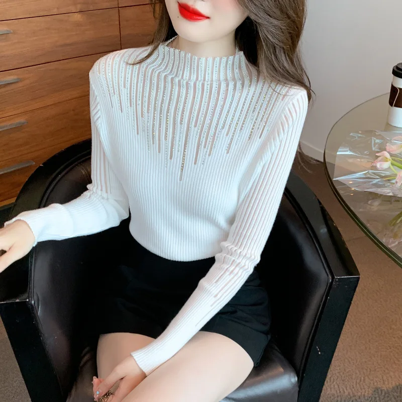 Half High Neck With Drill Sweater Knitted Sweater For Women Autumn And Winter Inner Style Slim Fitting Long Sleeved Bottom Top
Half High Neck With Drill Sweater Knitted Sweater For Women Autumn And Winter Inner Style Slim Fitting Long Sleeved Bottom Top