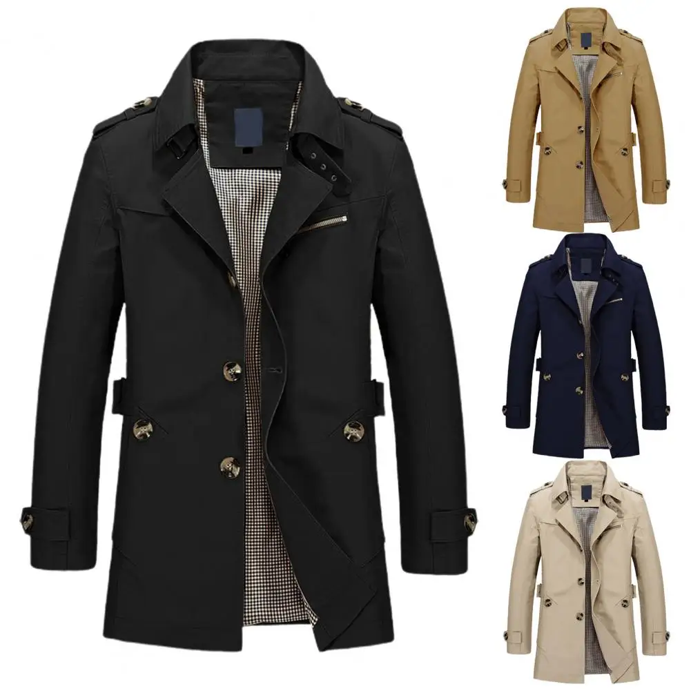 Lapel Trench Coat Stylish Men's Lapel Trench Coat Long Sleeve Single Breasted Mid-length Jacket with Pockets Winter Windbreaker
Lapel Trench Coat Stylish Men's Lapel Trench Coat Long Sleeve Single Breasted Mid-length Jacket with Pockets Winter Windbreaker
