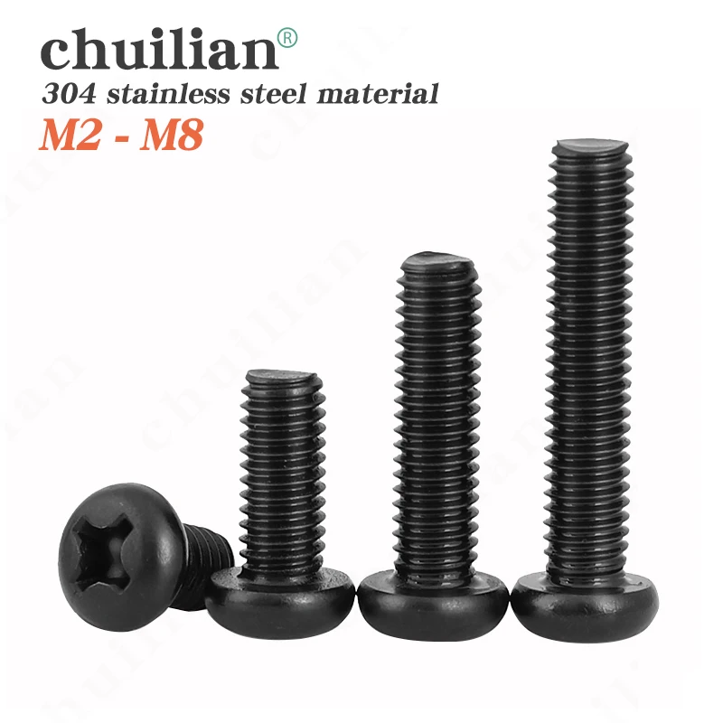 1/20pcs M5 M6 M8 Black 304 Stainless Steel Cross Recessed Round Phillips Pan Head Screw Bolt Diameter 5mm 6mm 8mm Length 5-100mm
1/20pcs M5 M6 M8 Black 304 Stainless Steel Cross Recessed Round Phillips Pan Head Screw Bolt Diameter 5mm 6mm 8mm Length 5-100mm
