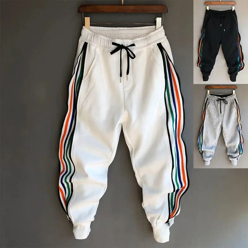 

Homme Fashion Hip Hop Streetwear Men Striped Patchwork Harem Pants Korean Loose Fit Cuffed Jogger Sweatpants Trousers For Male