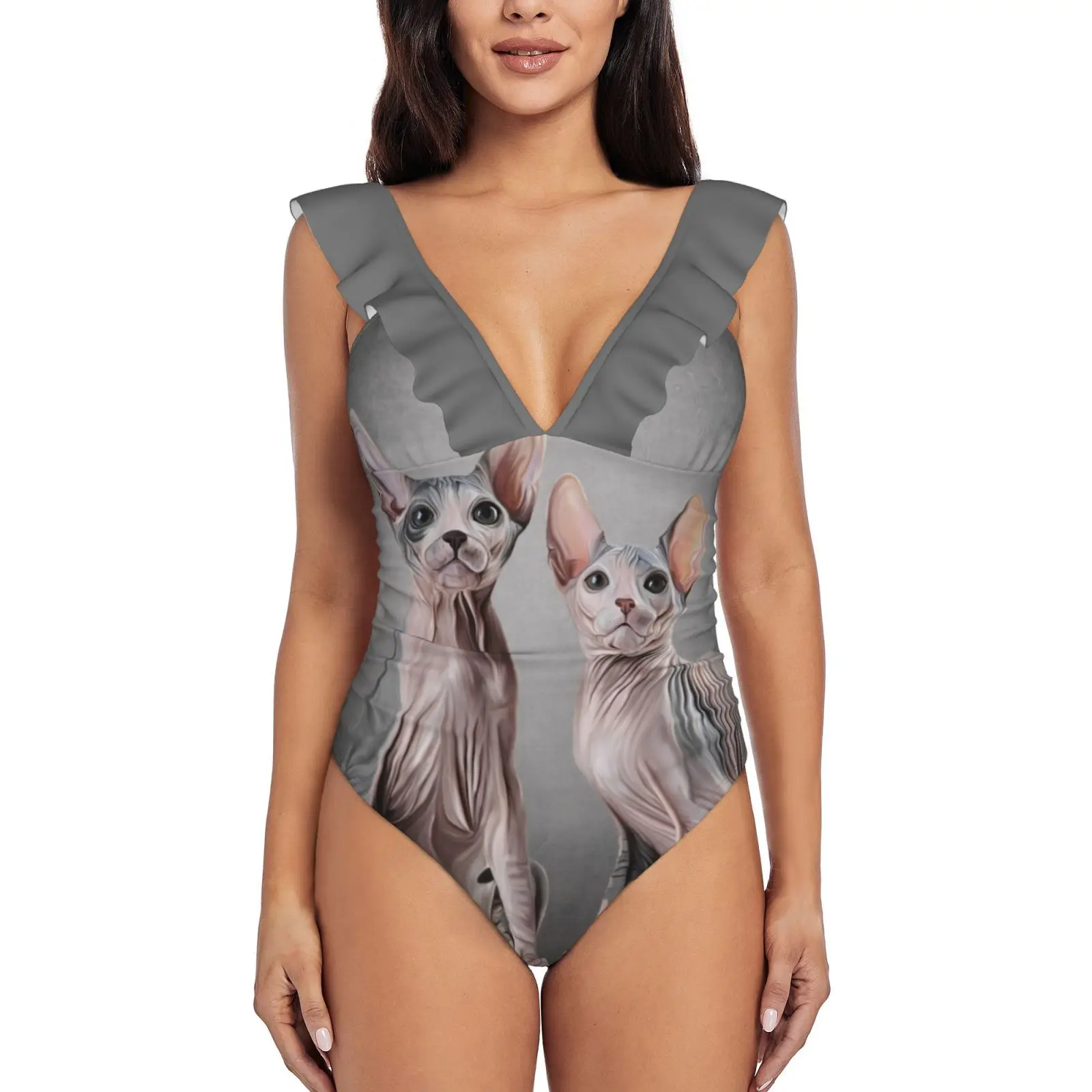 Сфинкс с рисунком двух кошек, слитный купальник без волос, женские купальные костюмы с оборками, новый пляжный купальник для девушек, портре...
Сфинкс с рисунком двух кошек, слитный купальник без волос, женские купальные костюмы с оборками, новый пляжный купальник для девушек, портре...