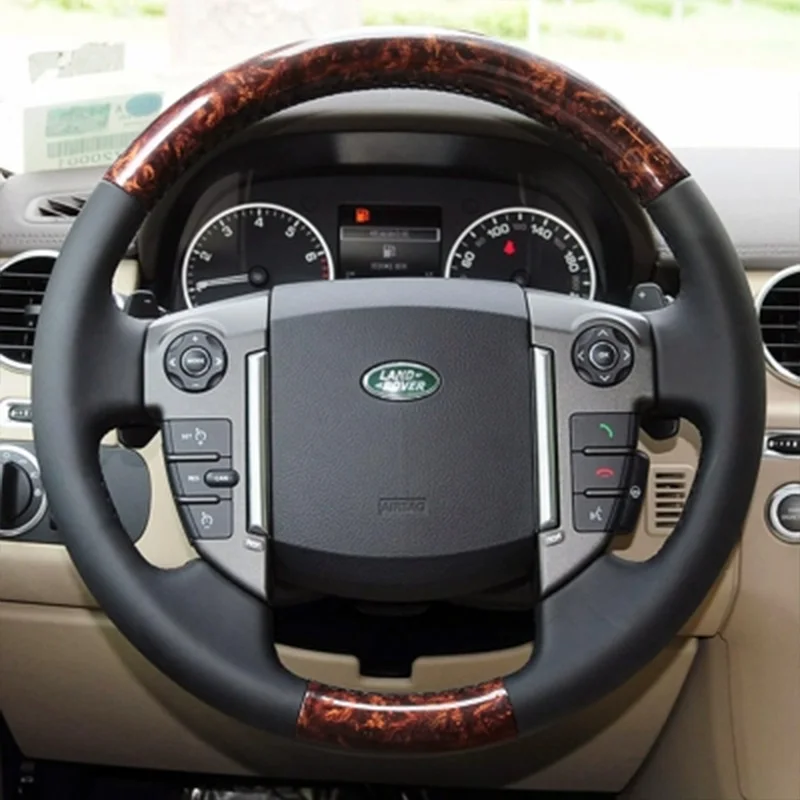 

Прошитая вручную Нескользящая черная кожаная оплетка на руль для Land Rover Discovery er 3 4 Freelander 2 Range Rover Sport Edition