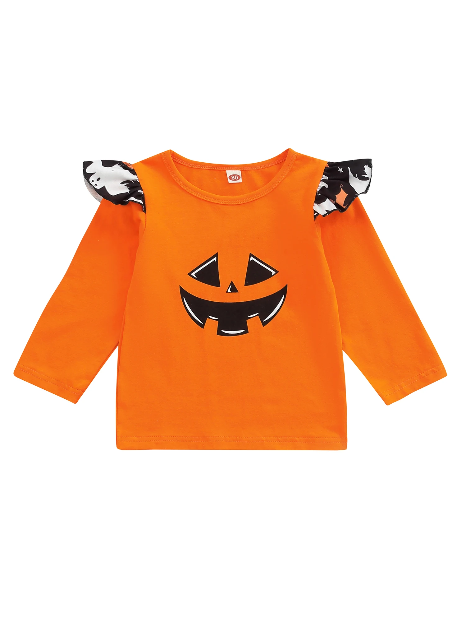 Детская футболка для девочек на Хэллоуин с длинным рукавом и круглым вырезом Топы с принтом призрака тыквы для вечерние НКИ 
Детская футболка для девочек на Хэллоуин с длинным рукавом и круглым вырезом Топы с принтом призрака тыквы для вечерние НКИ