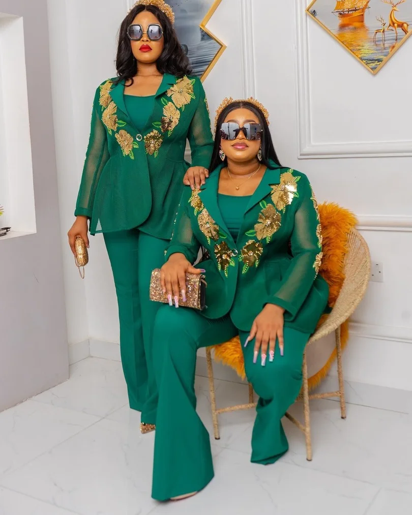 Big Size Women Two Piece Matching Set Solid Color Ruffle Top Fashion Yellow Trousers African Suit Spring Femme 2022 New
Big Size Women Two Piece Matching Set Solid Color Ruffle Top Fashion Yellow Trousers African Suit Spring Femme 2022 New