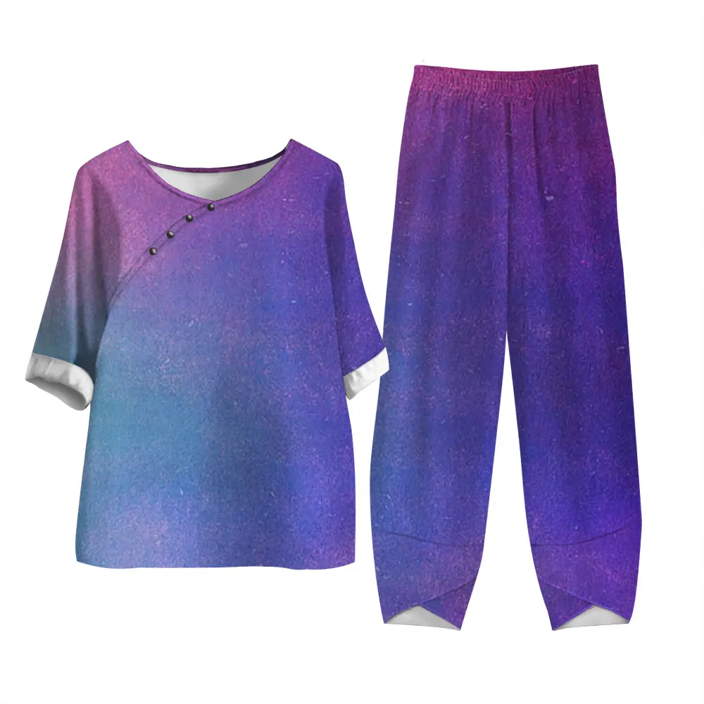 2 Piece Set Vintage Suit Half Sleeve Pullover With Pants Gradient Print Casual Female Tracksuits O Neck Short Sleeves Outfits
2 Piece Set Vintage Suit Half Sleeve Pullover With Pants Gradient Print Casual Female Tracksuits O Neck Short Sleeves Outfits