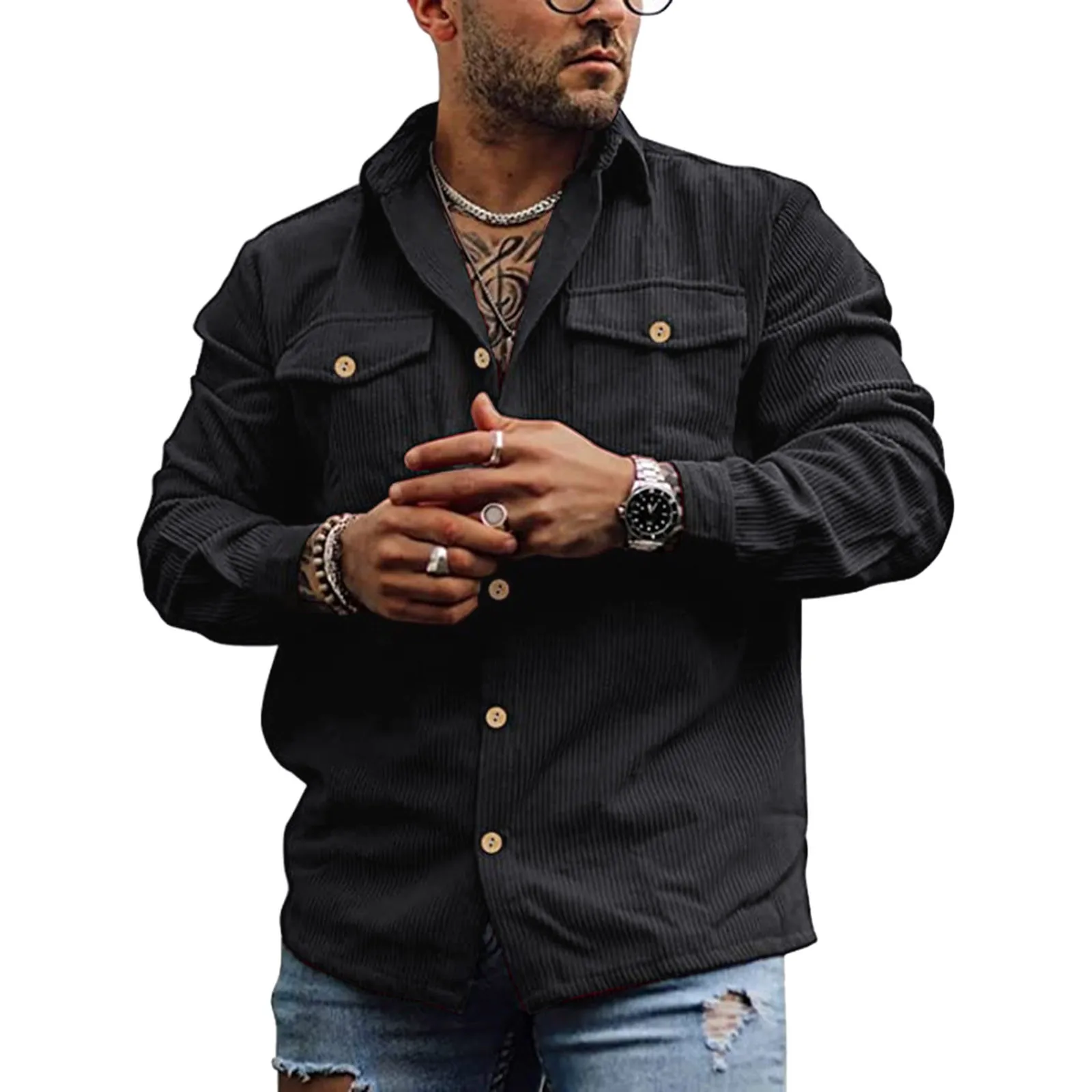 Mens Autumn Fashion Casual Retro Lapel Solid Color Double Pockets Single Breasted Corduroy Long Sleeved Shirt Coat Thin Coat
Mens Autumn Fashion Casual Retro Lapel Solid Color Double Pockets Single Breasted Corduroy Long Sleeved Shirt Coat Thin Coat