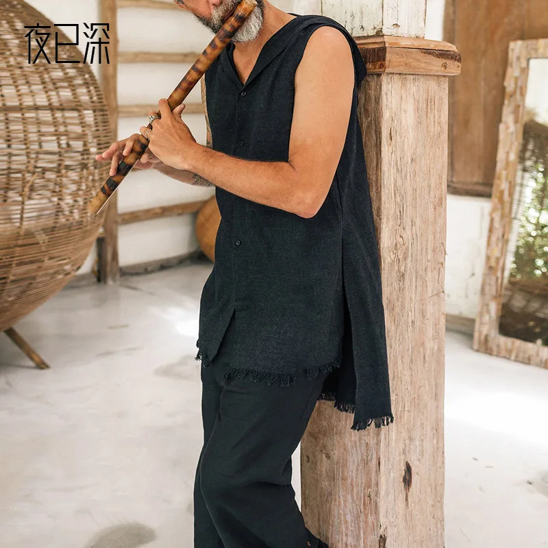 2022 Spring/Summer Cool Sleeveless Hooded Vest Men's Multicolor Waistcoat Cotton medieval men vest
2022 Spring/Summer Cool Sleeveless Hooded Vest Men's Multicolor Waistcoat Cotton medieval men vest