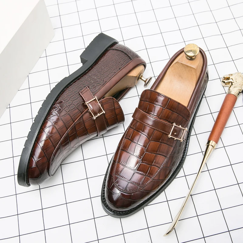 Loafers Men Crocodile Pattern PU Round Toe Monk Square Buckle Fashion Business Casual Wedding Party Daily Dress Shoes CP337
Loafers Men Crocodile Pattern PU Round Toe Monk Square Buckle Fashion Business Casual Wedding Party Daily Dress Shoes CP337