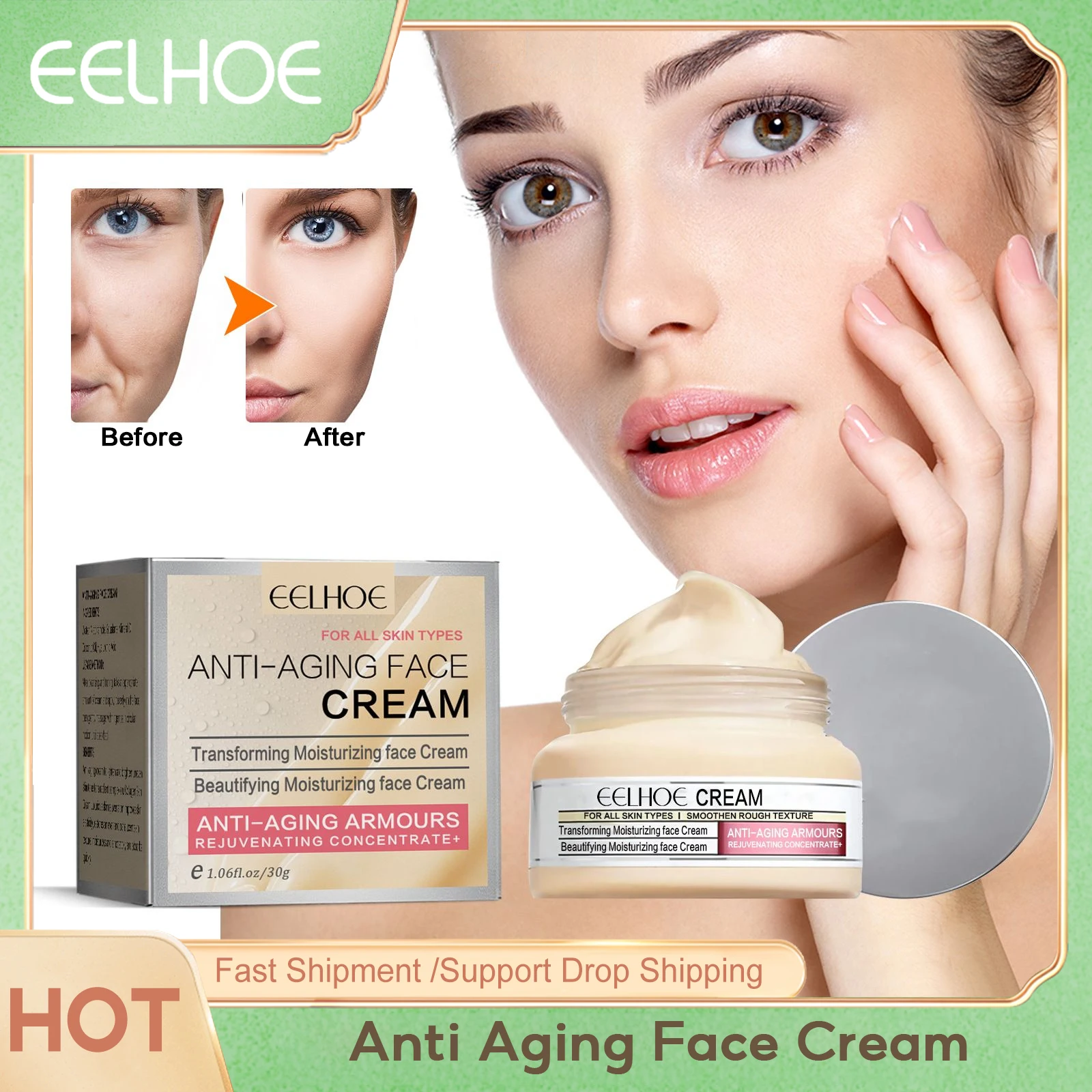 

EELHOE Anti Aging Face Cream Wrinkle Remover Fade Fine Lines Lifting Firming Improve Sagging Skin Brighten Smooth Skin Care 30g