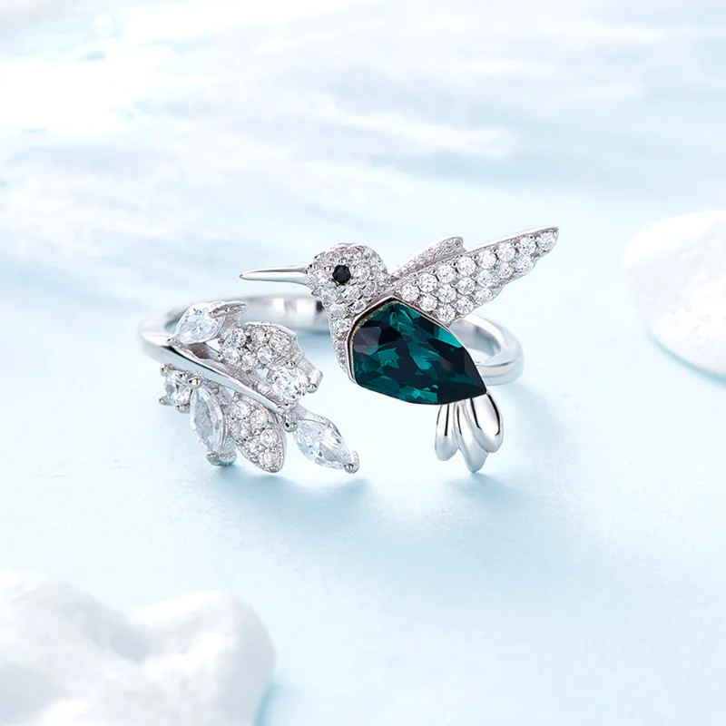 New Silver Color Hummingbird Adjustable Ring for Women with Green Austrian Crystal Luxury Wedding Rings Party Jewelry Gifts
New Silver Color Hummingbird Adjustable Ring for Women with Green Austrian Crystal Luxury Wedding Rings Party Jewelry Gifts