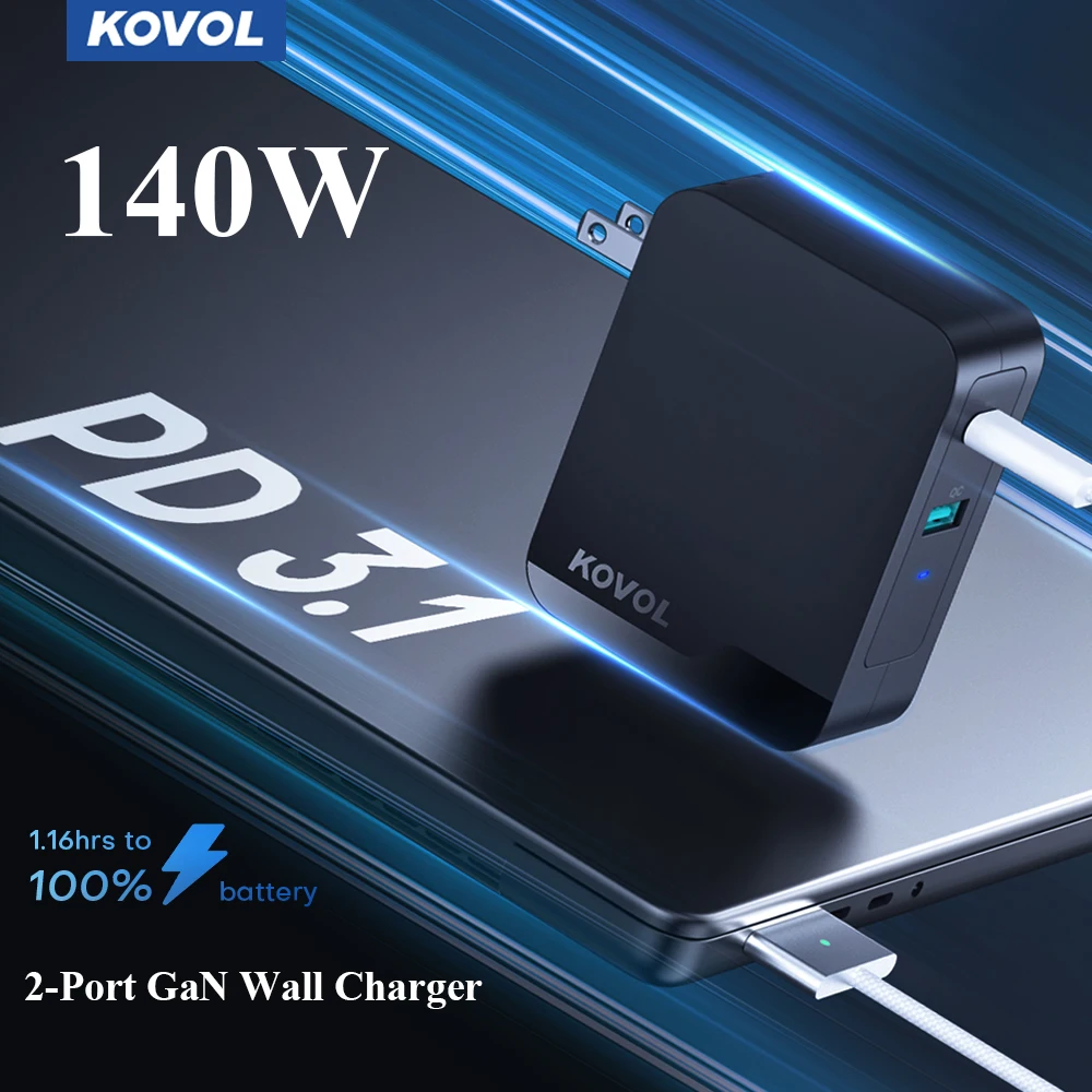 KOVOL 140W GaN III Charger USB Type C PD3.1 Fast Charge For Macbook Quick Charger 4.0 3.0 for iPhone Samsung Phone Chargers
KOVOL 140W GaN III Charger USB Type C PD3.1 Fast Charge For Macbook Quick Charger 4.0 3.0 for iPhone Samsung Phone Chargers