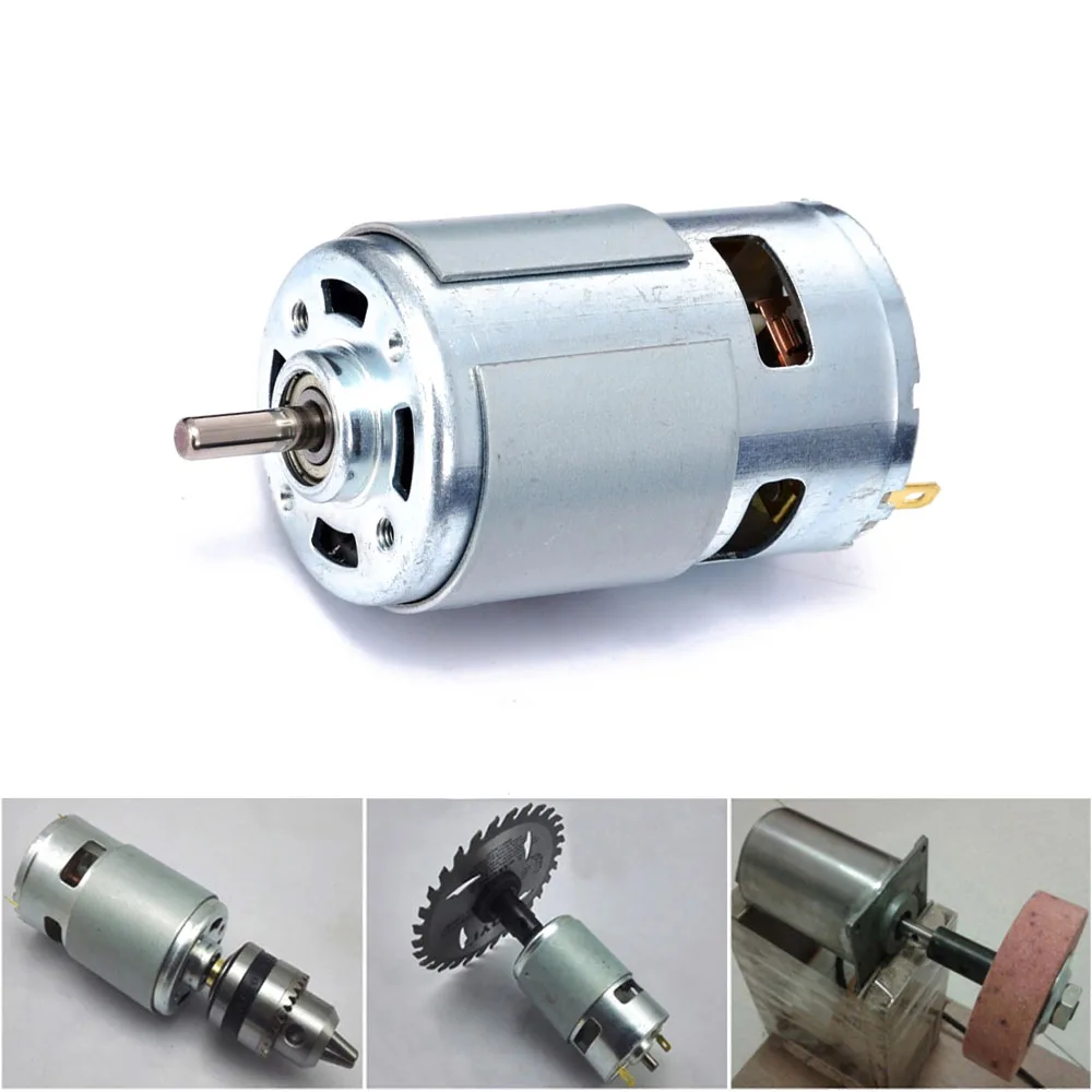High-speed 775 DC Motor DC 12V-36V 3800-9000 RPM Ball Bearing Large Torque High Power Low Noise Motor 5mm Axis Diameter
High-speed 775 DC Motor DC 12V-36V 3800-9000 RPM Ball Bearing Large Torque High Power Low Noise Motor 5mm Axis Diameter