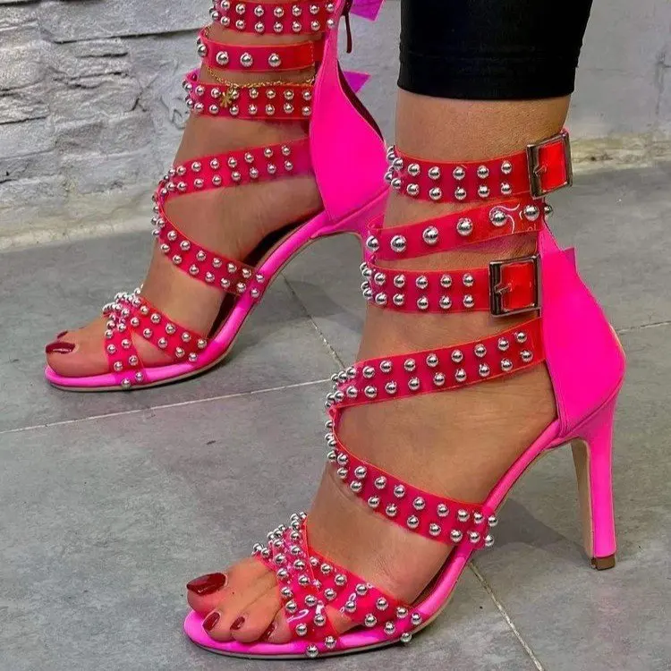 Women's Summer Women's High Heels Fine Heel Round Head Sandals and Slippers Transparent Stud Banquet High Heel Large Size 35~43
Women's Summer Women's High Heels Fine Heel Round Head Sandals and Slippers Transparent Stud Banquet High Heel Large Size 35~43