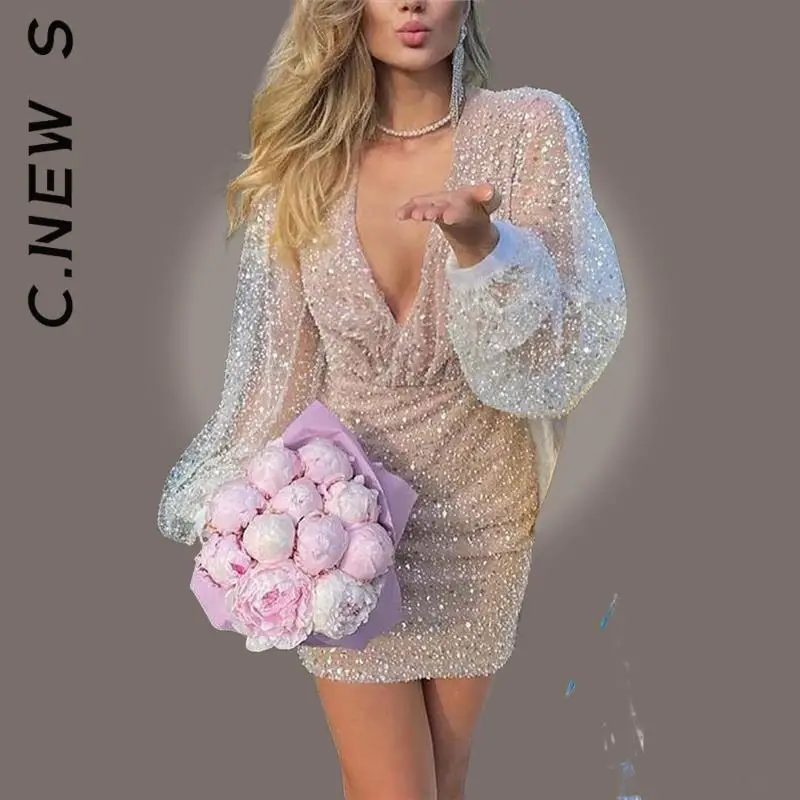 C.New S Fashion V Neck Lantern Long Sleeves Dresses 2022 Sexy Women Sequins Mini Dress Elegant Night Club Party Bodycon Dress
C.New S Fashion V Neck Lantern Long Sleeves Dresses 2022 Sexy Women Sequins Mini Dress Elegant Night Club Party Bodycon Dress