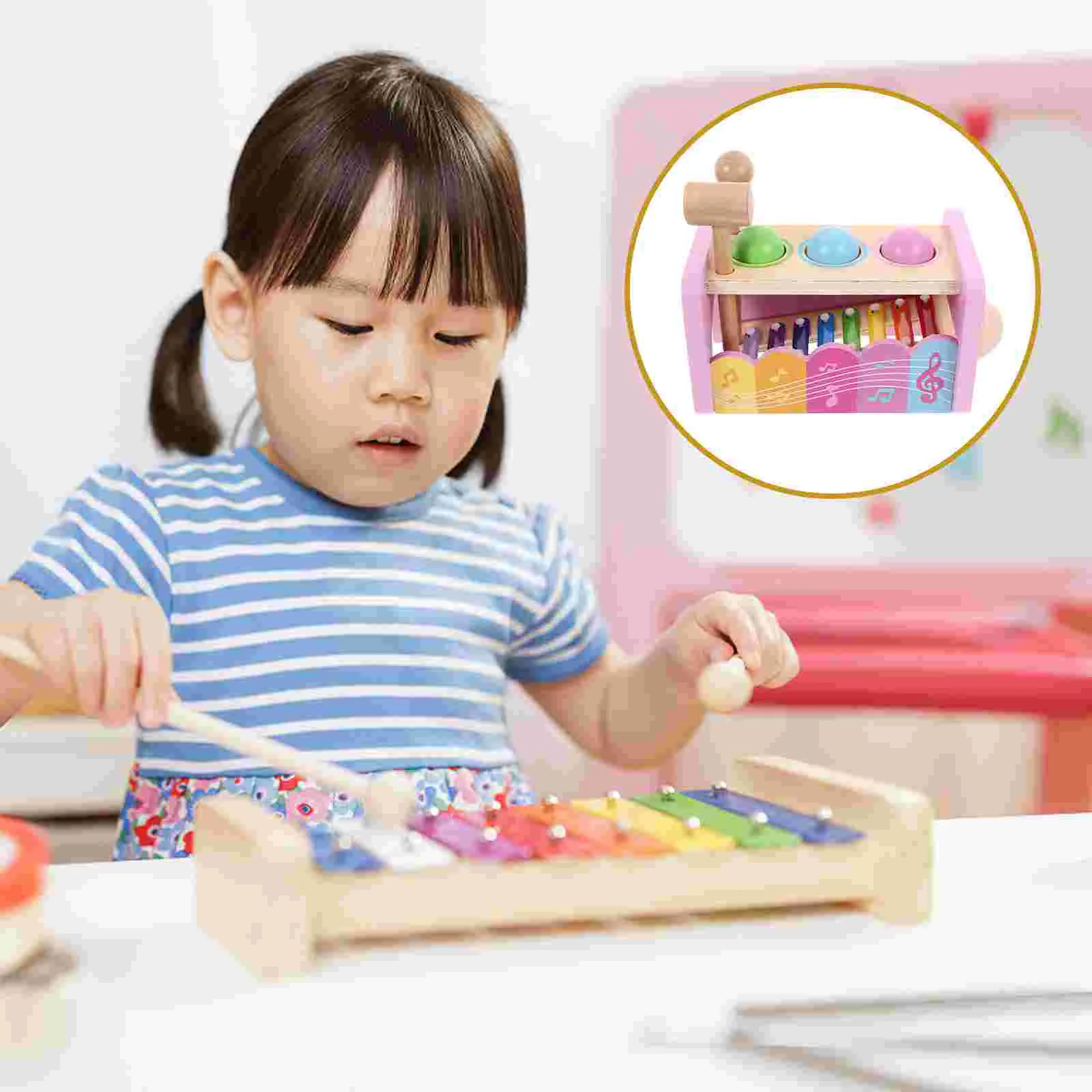 

Music Educational Toys Xylophone Toddlers 1-3 Kids Montessori Infant Pounding Plaything Tap Bench Baby Hammer Ball Drop