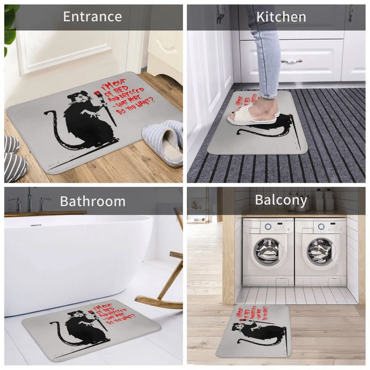 Rat Banksy Carpet Decor Art Pattern Painting 3D Rug Doormat Bathmat Anti-slip Entrance Living Room Home Kitchen Bathroom Balcony
Rat Banksy Carpet Decor Art Pattern Painting 3D Rug Doormat Bathmat Anti-slip Entrance Living Room Home Kitchen Bathroom Balcony