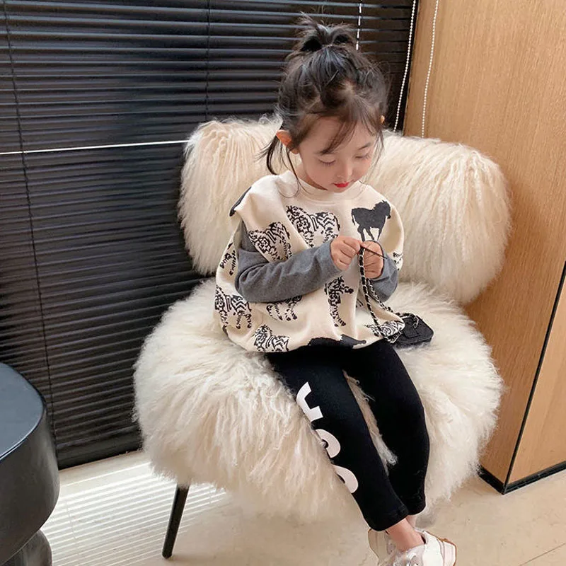 New Girls' Suit Princess Style Fake Two-Piece Sweater + Leggings Set Spring Clothes All-Match Fashion Children'S Clothing
New Girls' Suit Princess Style Fake Two-Piece Sweater + Leggings Set Spring Clothes All-Match Fashion Children'S Clothing