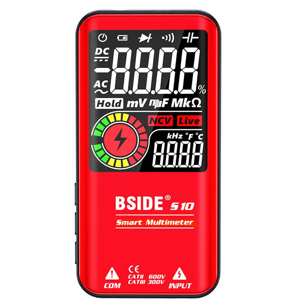 BSIDE S10 S11 9999 Counts Digital Multimeter Smart 3.5in LCD AC NCV Hz Live Wire Tester Ohm Current Resistance Frequency Meter
BSIDE S10 S11 9999 Counts Digital Multimeter Smart 3.5in LCD AC NCV Hz Live Wire Tester Ohm Current Resistance Frequency Meter
