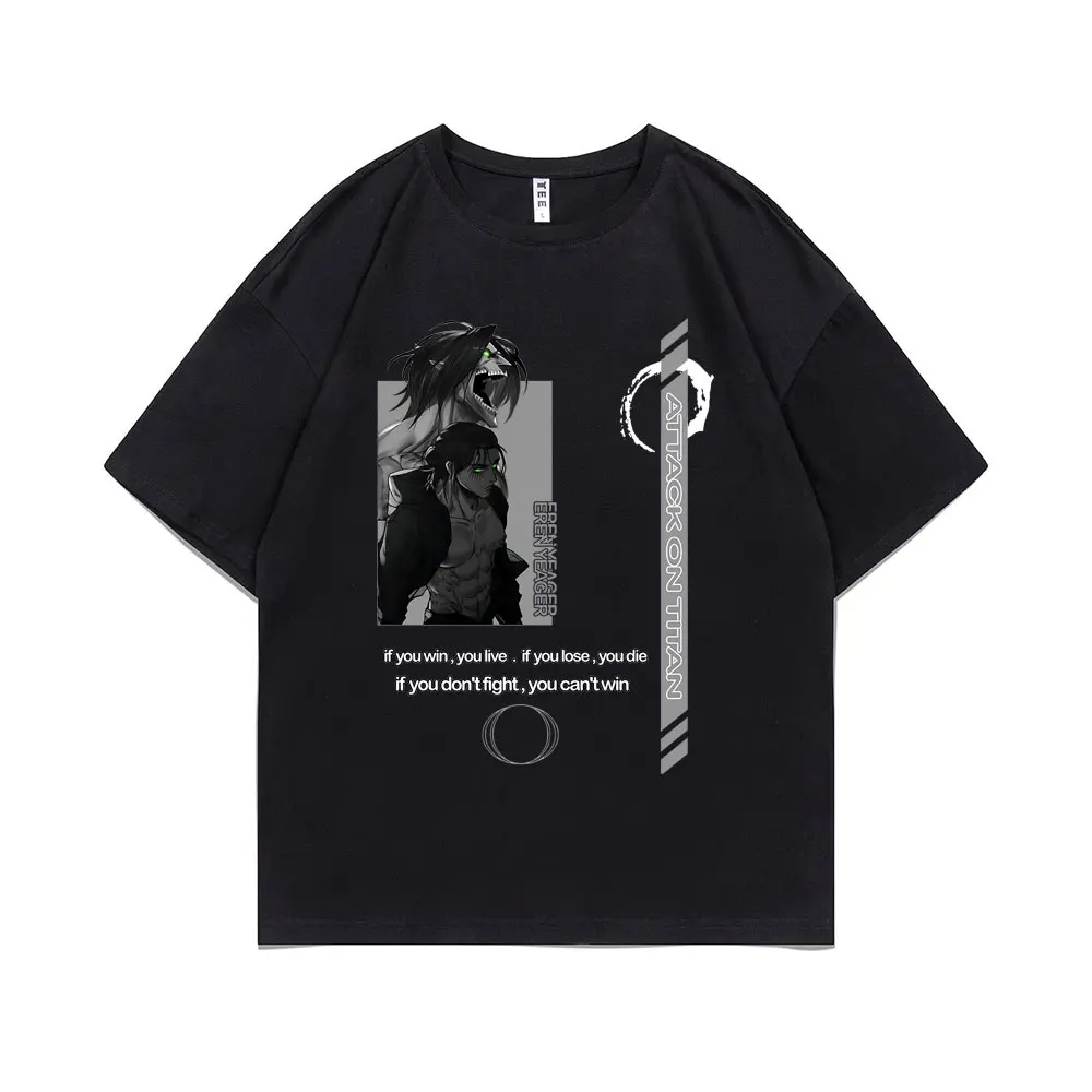 Hot Sale Anime Unisex Attack on Titan T-shirt Mens Eren Jaeger Streetwear Tee O Collar Men/Women Hip Hop Oversized Short Sleeve
Hot Sale Anime Unisex Attack on Titan T-shirt Mens Eren Jaeger Streetwear Tee O Collar Men/Women Hip Hop Oversized Short Sleeve