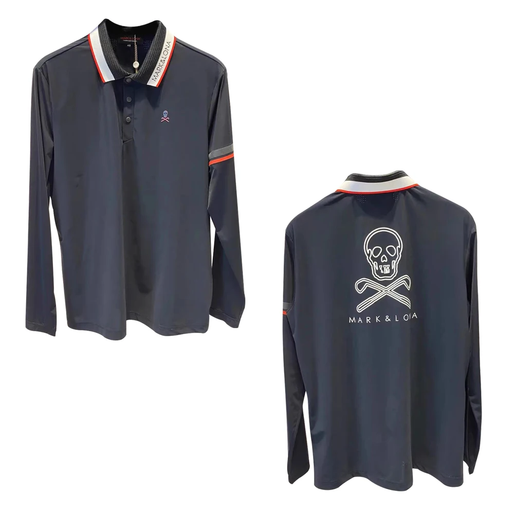 

Лидер продаж, брендовая быстросохнущая футболка-поло для гольфа с длинным рукавом, футболка с логотипом черепа, базовый слой, женская и мужская одежда, дышащая стрейчевая ткань