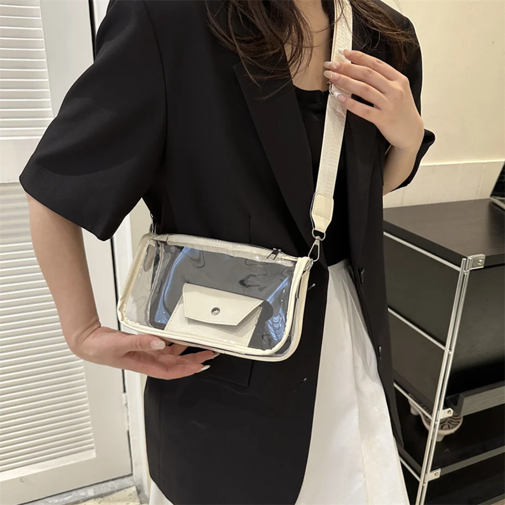 Transparent Women Crossbody Bag PU Leather Splicing Shoulder Bag With Small Square Bag PVC Clear Messenger Bag Stadium Approved
Transparent Women Crossbody Bag PU Leather Splicing Shoulder Bag With Small Square Bag PVC Clear Messenger Bag Stadium Approved