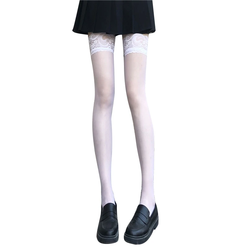 Женские прозрачные кружевные чулки выше колена с цветочным рисунком
Женские прозрачные кружевные чулки выше колена с цветочным рисунком