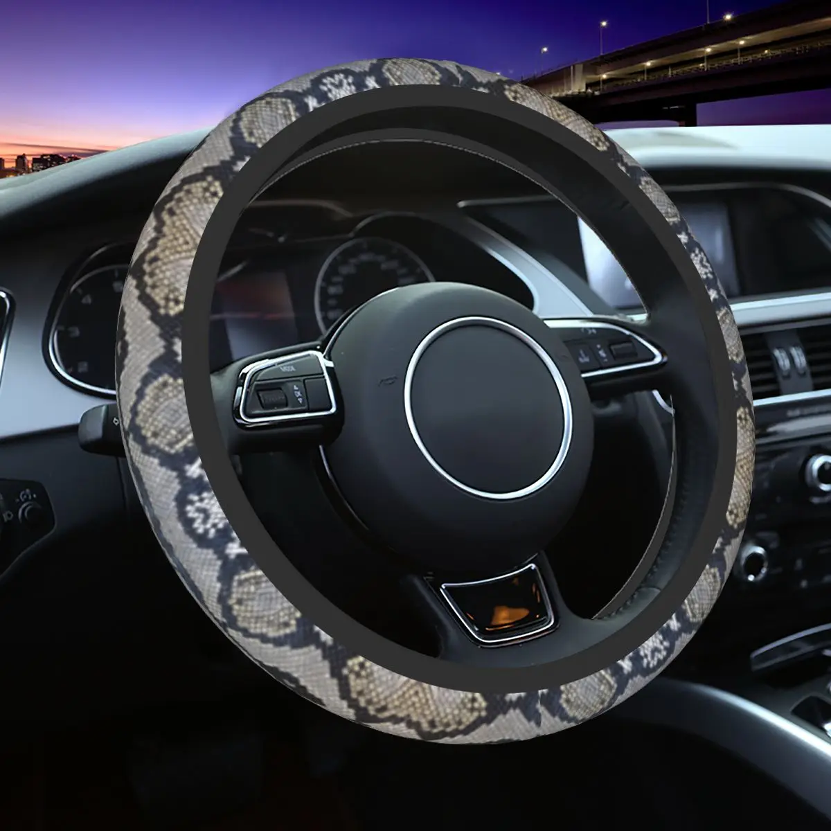 

38cm Steering Wheel Covers Python Snake Skin Texture Elastic Car-styling Colorful Automobile Accessory