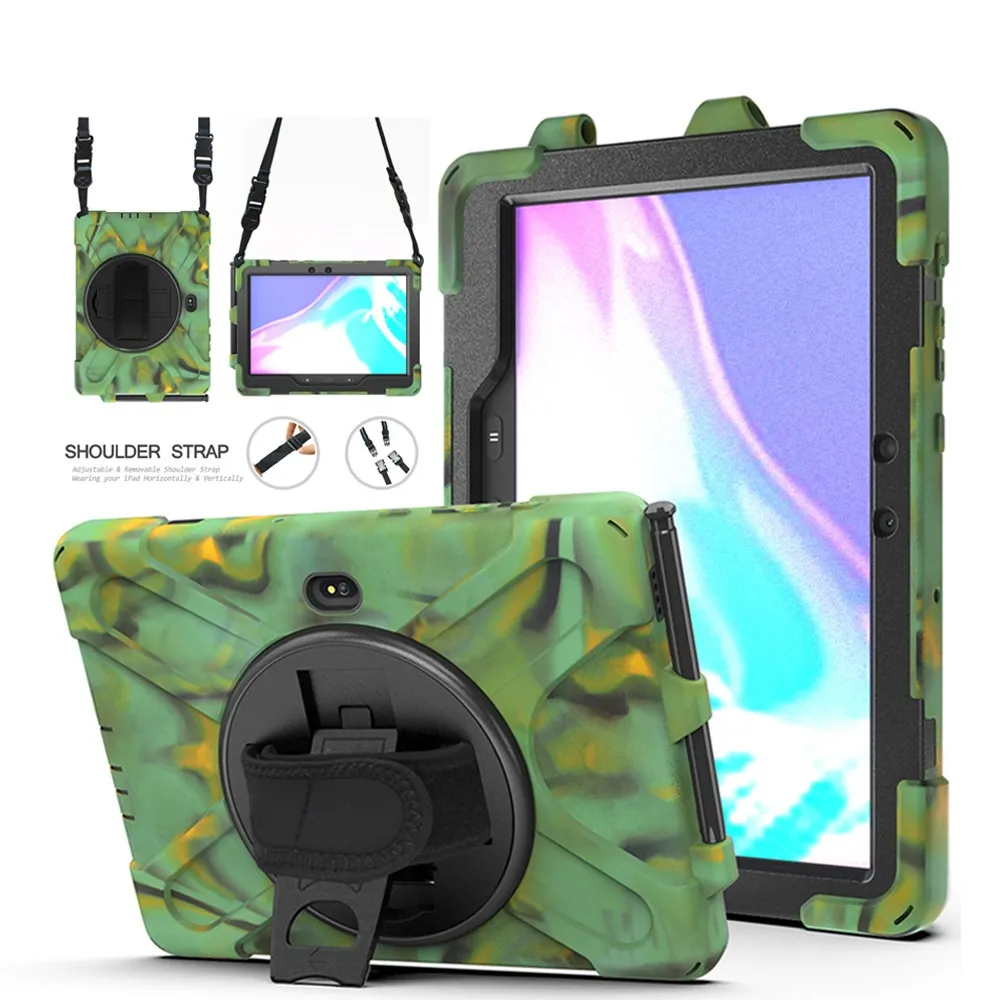 

Case For Samsung Galaxy Tab Active Pro 10.1 SM-T540 SM-T545 SM-T547 Shockproof Kids Safe PC Silicon Stand Shoulder Strap Cover